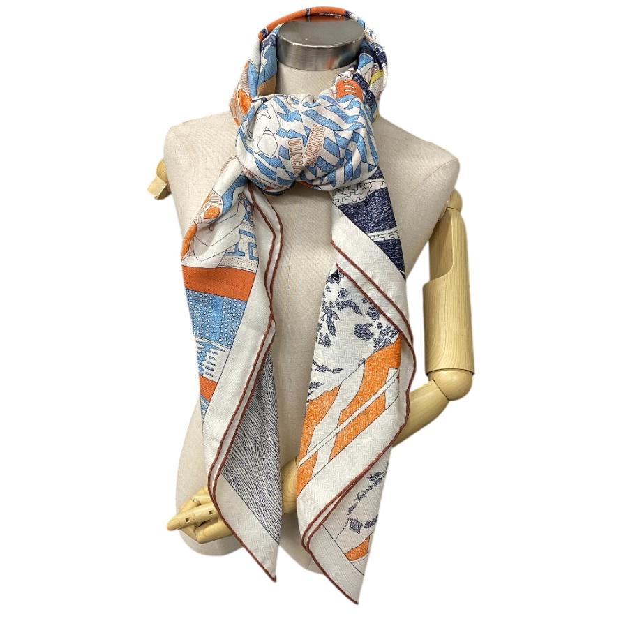 HERMES エルメス　カレ140 幾何学模様 コットンストール HERMES カレ140