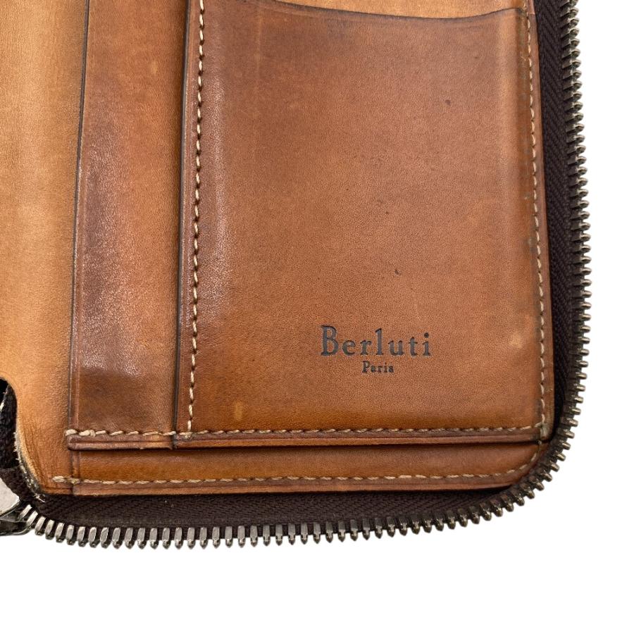 ベルルッティ　カリグラフィ　レザー　ラウンドファスナー　長財布　ブラウン系 Berluti ベルルッティ カリグラフィ ラウンドファスナー 長財布