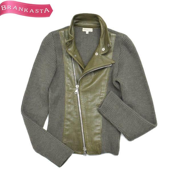 最安値クラス Emporio Armani エンポリオ アルマーニ ライダースジャケット ニット レザー 38 S相当 カーキ 特大sale Offクーポン有 22nx31 割引品 Www Superavila Com