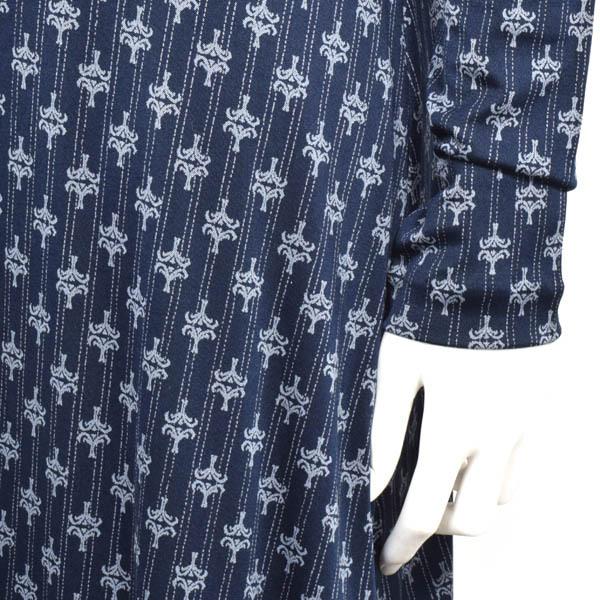 シニアファッション トリーバーチ シルク 長袖 カット ワンピース 白 オフホワイト 柄 アイボリー 希少 Moni Mn