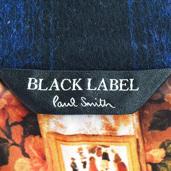 ポールスミス ブラック レーベル ミドル丈コート チェック柄 40 青×黒 