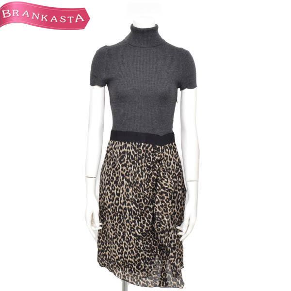 最終値下げ ポールカ ニット切り替えワンピース レオパード柄 半袖 36 グレー ベージュ Paule Ka 特別セール 4 11まで 23ox13 期間限定特価 Www Skylanceronline Com