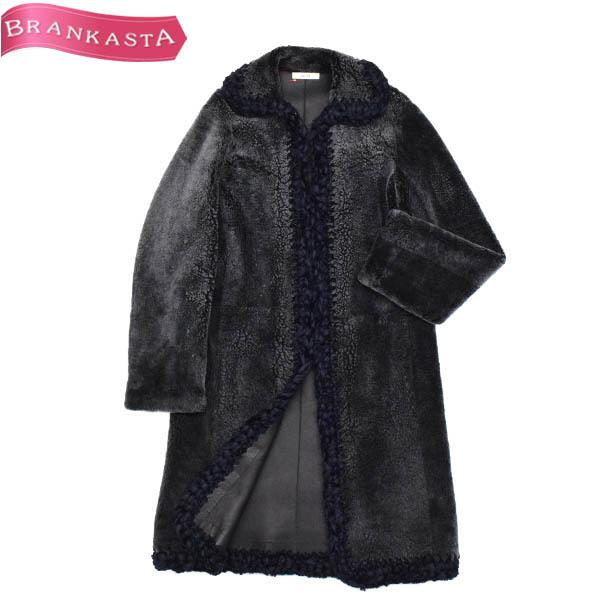 期間限定 羊革 Celine ムートンコート レディースファッション セリーヌ ダークグレー ネイビー 中古ブランドショップブランカスタ 羊革 リアルレザー 特別セール 23ph44 リアルレザー M相当 ムートンコート