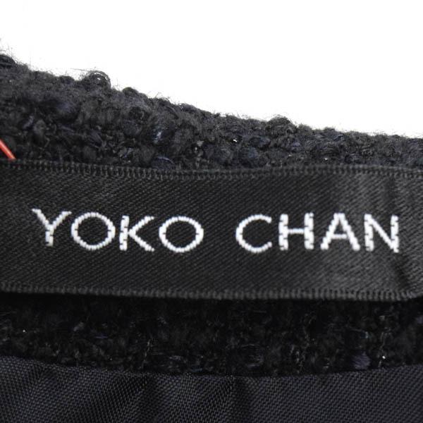 送料無料 ヨーコチャン フレアワンピース ひざ丈 ツイード キャップスリーブ 36 S相当 黒 Yoko Chan 特別セール 4 11まで 23pf21 宅送 Www Thedailyspud Com