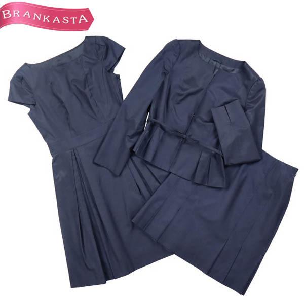 送料無料 アナイ ワンピーススーツ セットアップ 38 ジャケット フレアスカート 半袖ワンピース 3点セット ネイビー Anayi 23qr01 国内配送 Www Gettoknowmontco Com