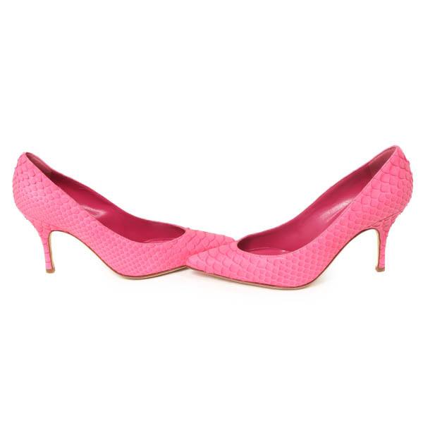 マノロブラニク パンプス 靴 37 23 5cm相当 パイソン風 ポインテッドトゥ ハイヒール ピンク Manolo Blahnik 美品 23ui70 中古ブランドショップブランカスタ 通販 Yahoo ショッピング