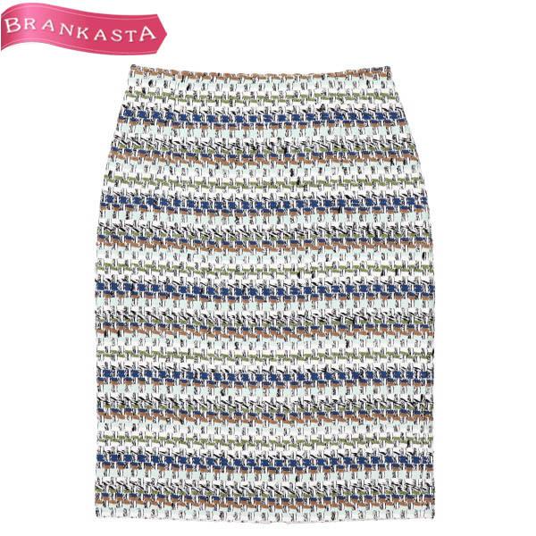 23区 タイトスカート ミモレ ミディ丈 ツイード ボーダー柄 32 小さい