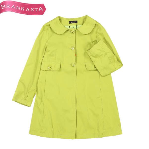 ELEONORA AMADEI スプリングコート 42 L相当 丸襟 裏地ハート柄 ミドル丈 レディース ライムグリーン 美品 41AF06