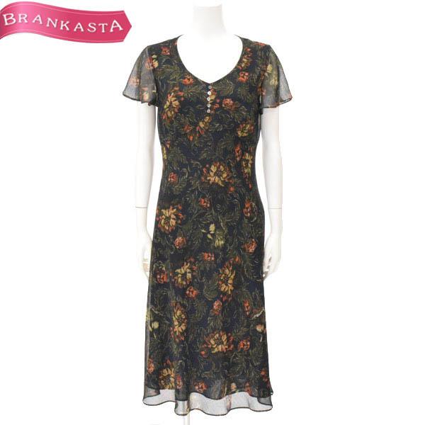 ローラアシュレイ ワンピース ロング 11 L相当 半袖 花柄 楊柳シフォン 紺 カーキ オレンジ Laura Ashley 美品 超paypay祭 更に 10 付与 41fe21 中古ブランドショップブランカスタ 通販 Yahoo ショッピング