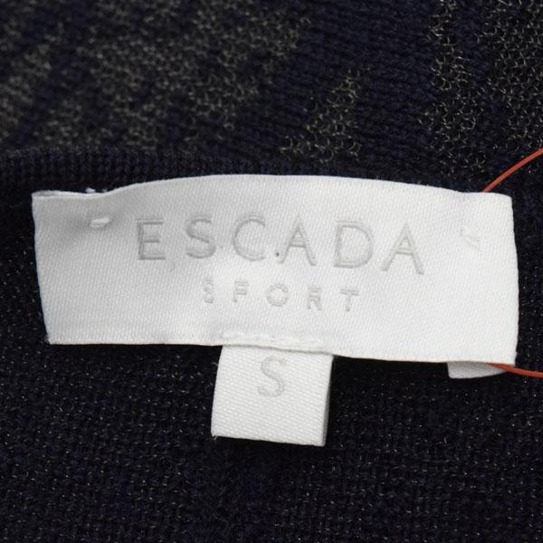 エスカーダ スポーツ ニットワンピース ひざ丈 S 半袖 総柄 ウール混 フレア レディース ネイビー ESCADA SPORT 美品 ＼LYP会員限定セール／51DC63｜brankasta-ec｜08