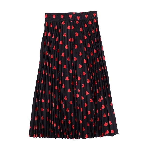 レッドヴァレンティノ スカート ロング プリーツ 36 XS相当 ハート柄 プリント ウエストゴム 黒 赤 RED VALENTINO 美品 ＼LYP会員限定 GWセール／61CG47｜brankasta-ec｜05