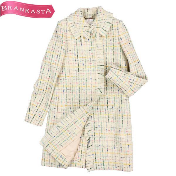 クロエ ステンカラーコート マルチ ツイード 34 クロエ Xs フリンジ 長袖 ウール ステンカラーコート ロング レディース アイボリー マルチ Chloe 美品 5 25迄 全品 Offクーポン 41be71 中古ブランドショップブランカスタ 大特価商品