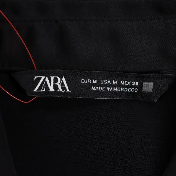 ザラ ブラウス シャツ トップス 長袖 USA:M M〜L フロントフリル 比翼仕立て ポリエステル レディース 黒 ZARA ＼LYP会員限定セール／61ED74｜brankasta-ec｜08