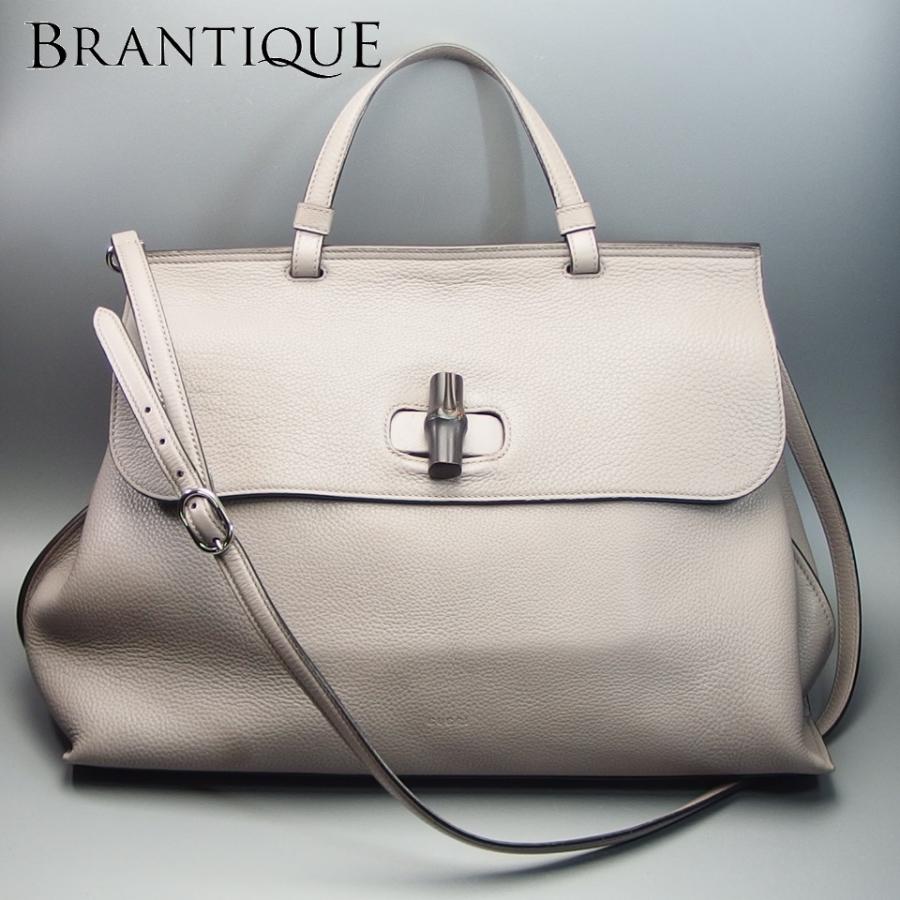 グッチ GUCCI バンブーデイリー 2WAY グレージュ レザー ショルダー  