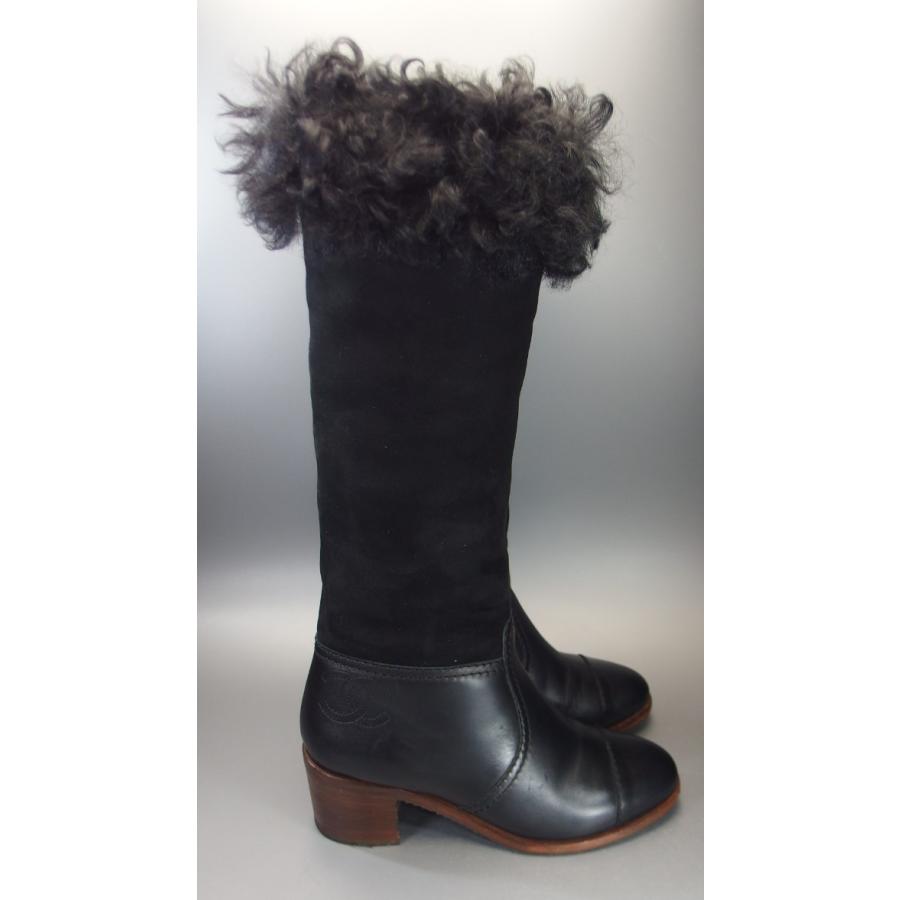 Chanel レザーブーツ　37 ムートン Chanel レザーブーツ 37 ムートン