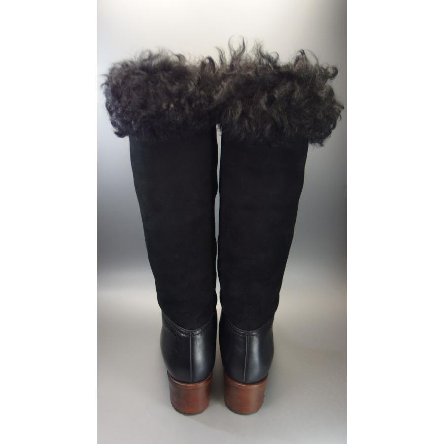 シャネル ブラック ココマーク ムートン x レザー サイズ38 (約24cm