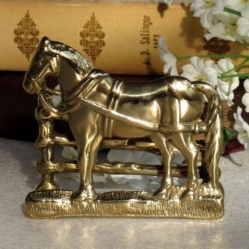 カードホルダー 馬　真鍮製品金色 ブラス イタリア製アンティーク調雑貨｜brass-alivio