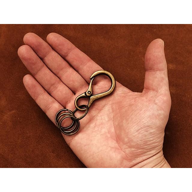 アンティーク二重リング付き カラビナ キーホルダー （ブロンズ中