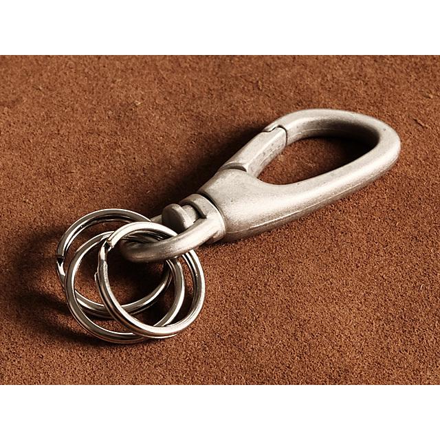 カラビナ型キーホルダー シルバー ブラウン ナスカン キーホルダー（マットシルバー） キーフック キーリング
