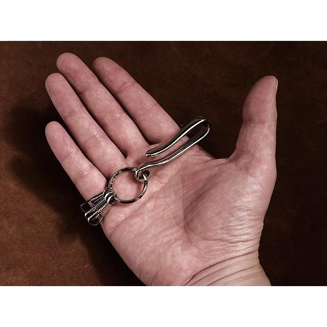 キーフック付き 真鍮 ツリバリ フック キーリング シルバー(大） 銀