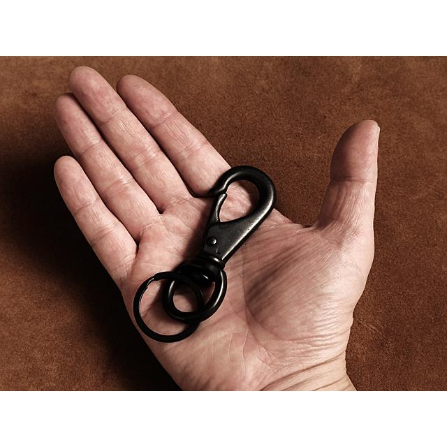 ビッグサイズ 真鍮ナスカンフック キーリング（ブラック） 黒