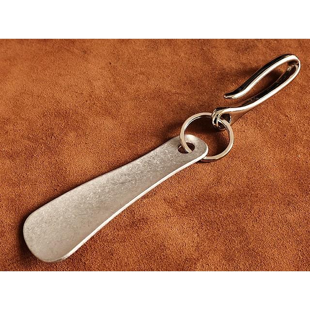 真鍮釣り針フック付き アルミ製 シューホーン キーホルダー（シルバー