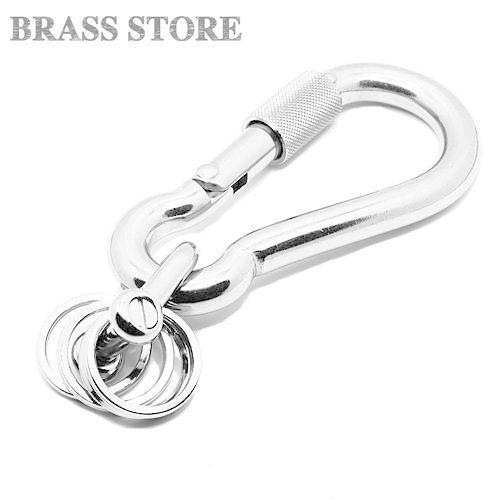 ロック付き シルバーカラビナ キーホルダー(Lサイズ ロック付き シルバーカラビナ キーホルダー(Lサイズ