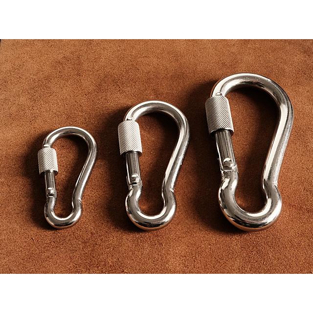ロック付き シルバーカラビナ キーホルダー(Lサイズ ロック付き シルバーカラビナ キーホルダー(Lサイズ