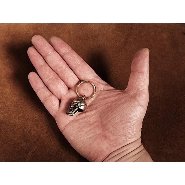 二重リング付き 真鍮 キーホルダー（スカル）ドクロ どくろ 骸骨