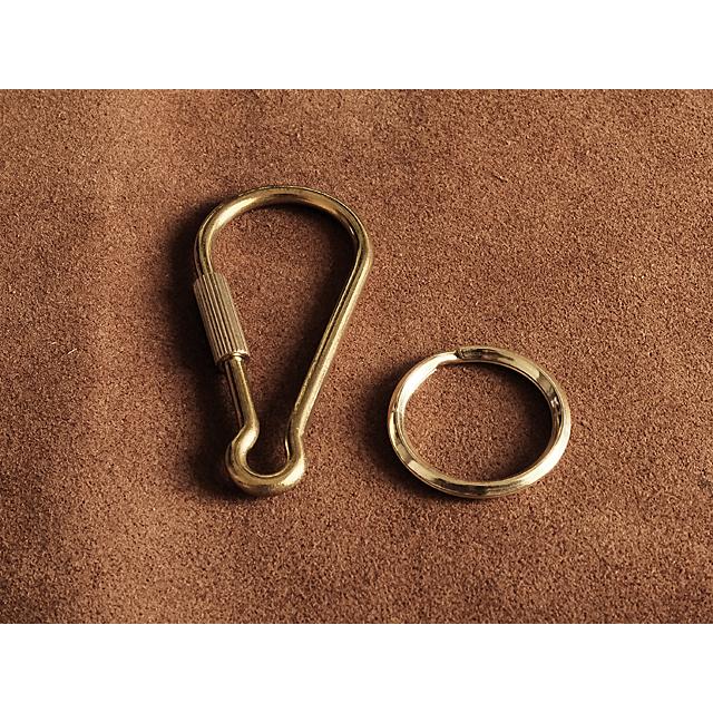 真鍮 ネジカラビナ キーホルダー（二重リング1個）ブラス カラビナ キーホルダー キーケース ベルトループ ガジェット メンズ