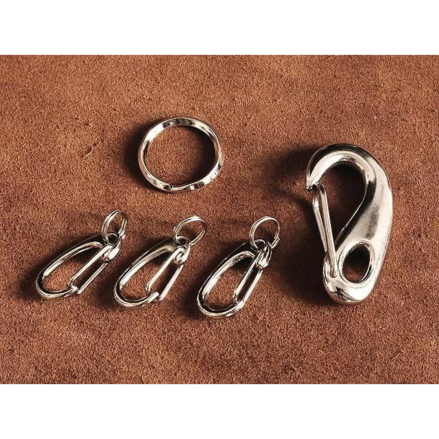 ミニカラビナ付き 勾玉カラビナ キーホルダー（S）シルバー ダブル