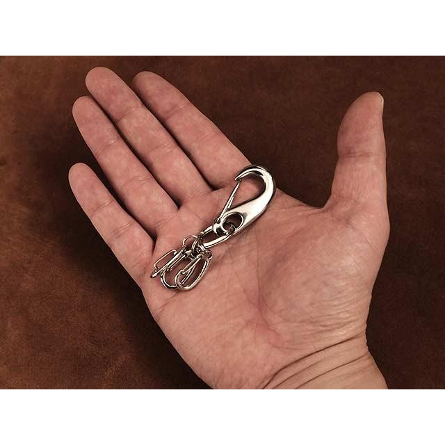 ミニカラビナ付き 勾玉カラビナ キーホルダー（S）シルバー ダブル