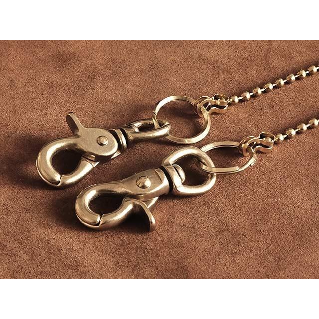 ロング 52cm 真鍮 ボールウォレットチェーン（両側ナスカン仕様 4mm幅