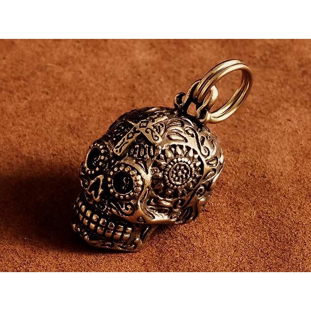 ダブルリング付き 真鍮 キーホルダー（メキシカンスカル） : 髑髏 骸骨