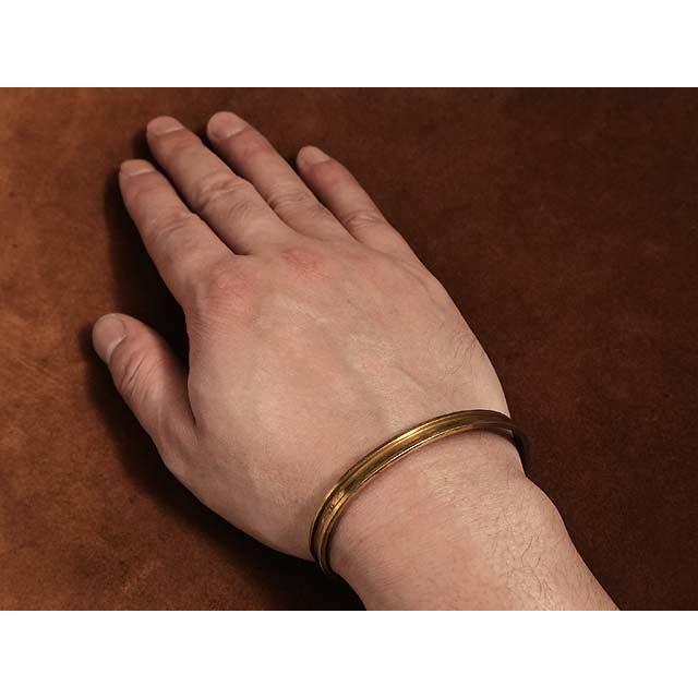 真鍮 レールブレスレット（細幅 Lサイズ）細い バングル 腕輪 ゴールド