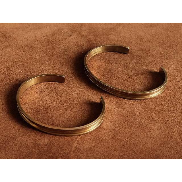 真鍮 レールブレスレット（細幅 Lサイズ）細い バングル 腕輪 ゴールド