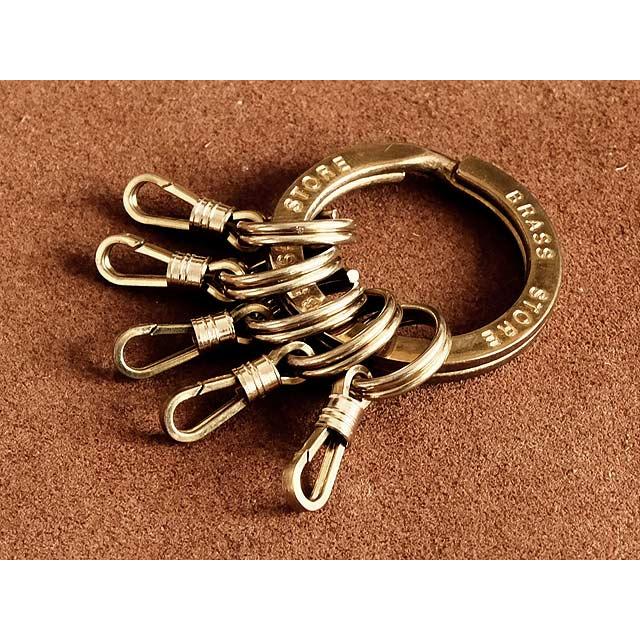 BRASS STORE オリジナル 真鍮 二重リング キーホルダー（飾り板ナスカン）ブラスストア ダブルリング ブラス カスタムパーツ 二重カン の商品画像