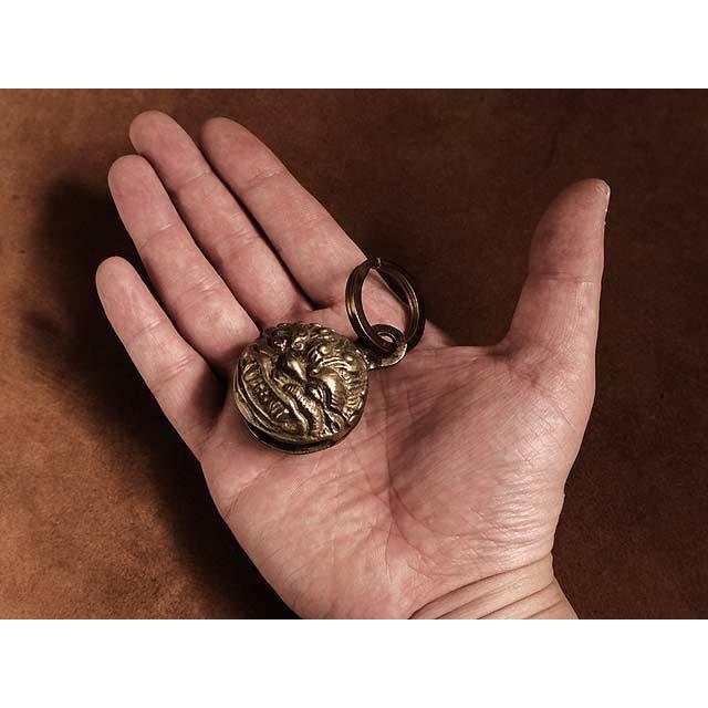 真鍮 ベルキーホルダー（獣顔）鈴 カウベル ブラス 銅 ネパール 大きい