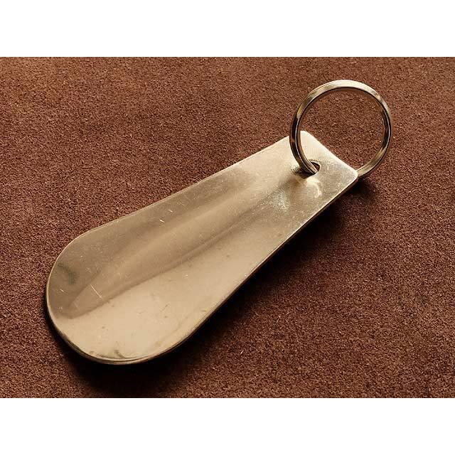 真鍮 靴べら（イチョウ） シューホーン 靴ベラ 携帯 二重カン 二重