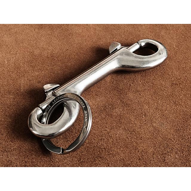 両端レバーナスカン シルバー キーホルダー（KC,sリング）ステンレス 両端ボルトスナップ トリガースナップ 金属 フック キーチェーン