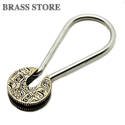 回転ロック式 キーホルダー（招き猫）真鍮 ブラス 錠前 キーリング 鍵