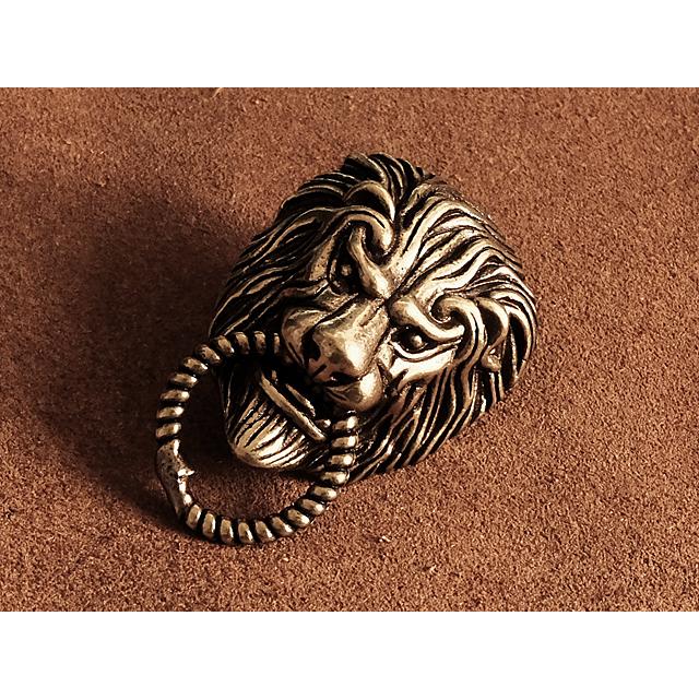 真鍮 ドロップハンドル（ライオン）獣 シーサー 狛犬 ゴールド ブラス