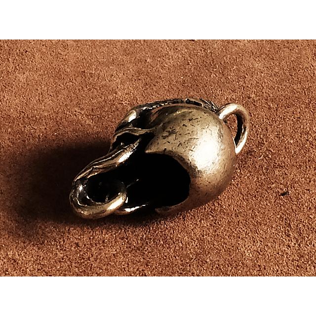 二重リング付き 真鍮 キーホルダー（スカル リザード）ドクロ どくろ