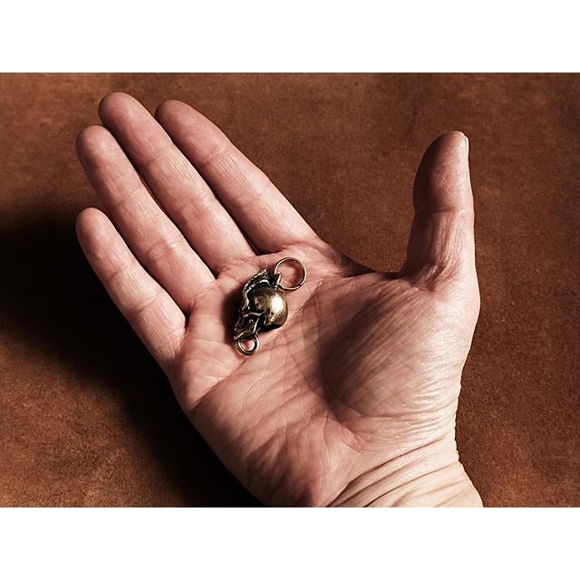 二重リング付き 真鍮 キーホルダー（スカル リザード）ドクロ どくろ