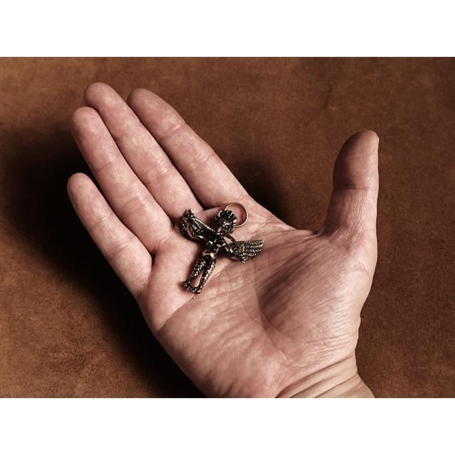 ダブルリング付き 真鍮製 キーホルダー（ガルーダ）神鳥 ガルダ インド