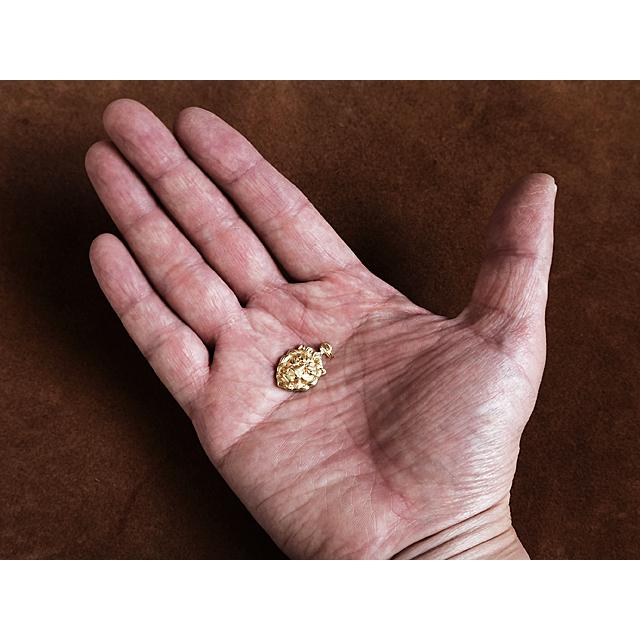 極小二重リング付き 真鍮チャーム（ライオン 顔） 獅子 アニマル 動物