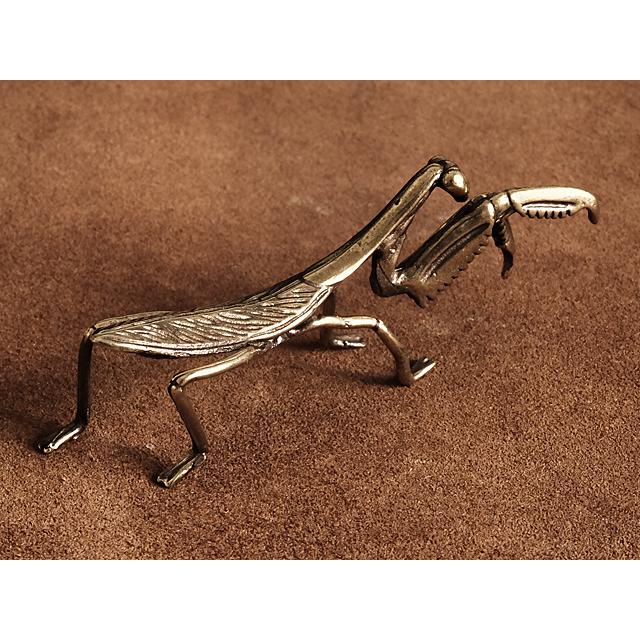 カマキリ昆虫 彫刻品 虫 両刀カマキリ 茶寵 書道具 文房具 真鍮 オーナメント（カマキリ） 蟷螂 鎌切 マンティス かまきり