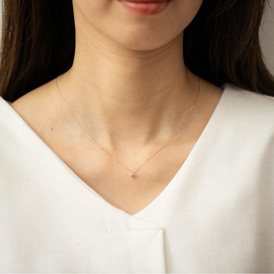 ネックレス レディース 18金 ペンダント ブラウンダイヤ 0.2ct 一粒