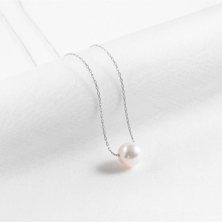 ネックレス パール レディース 18金 プラチナ 真珠 花珠 8.0-8.5mm PT