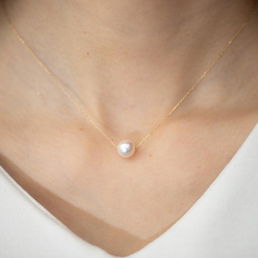 ネックレス パール レディース 18金 プラチナ 真珠 花珠 8.0-8.5mm PT